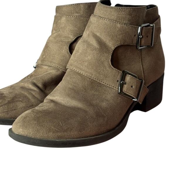 Reaction Kenneth Cole Suede Ankle Booties Buckle Zipper Closure Buckles - Picture 1 of 5